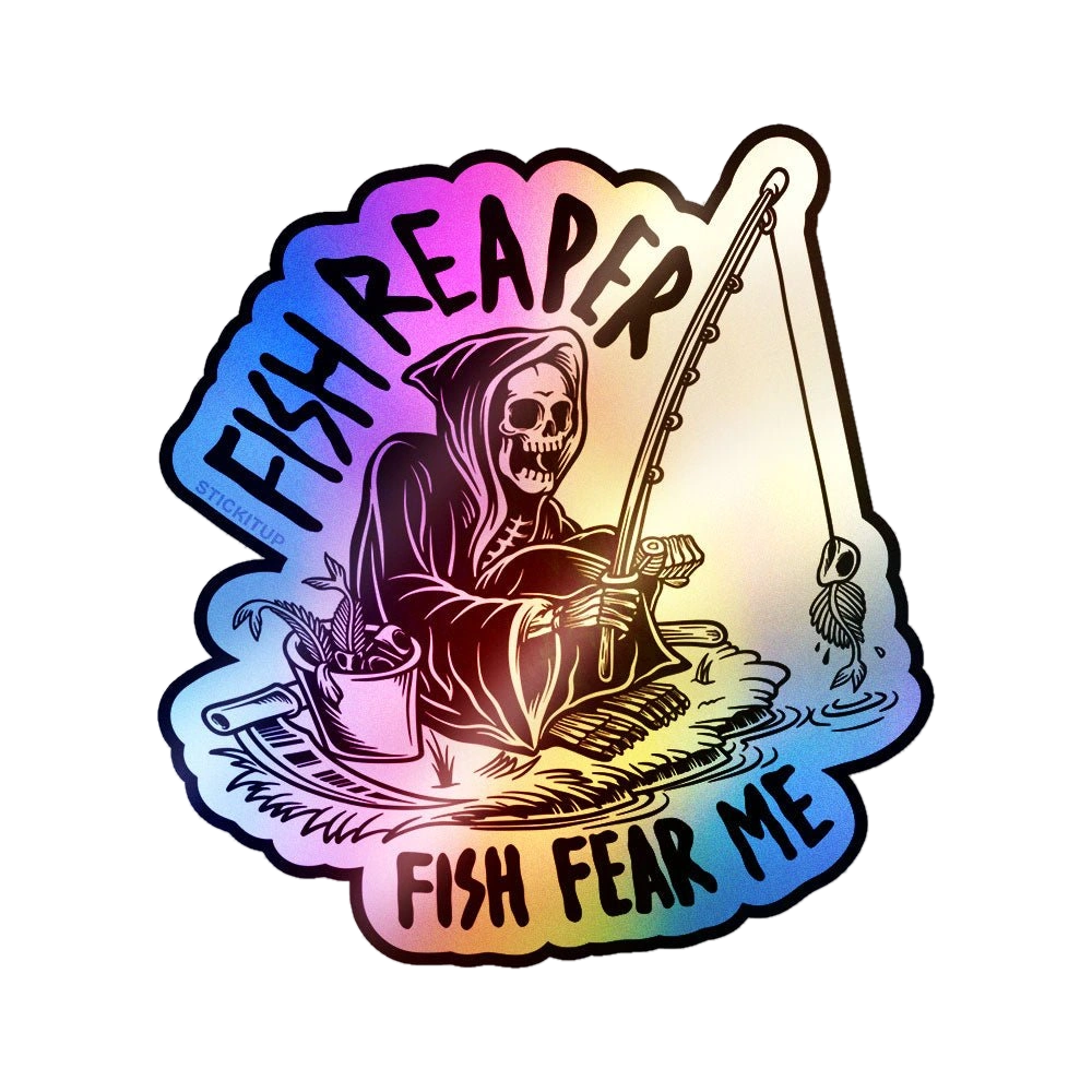 Fish Reaper Fear Me Holographic Stickers